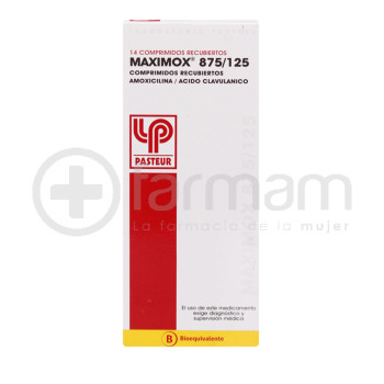 Maximox Comprimidos Recubiertos 875mg/125mg. 14