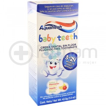 Aquafresh Baby Teeth Pasta Dental Sin Fluor Sabor Manzana 3-24 Meses 42,5gr