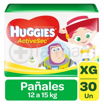 Huggies Active Sec Toy Story Pañal Prot.Total Y Confort Xg (12-15Kg) X28