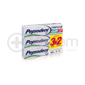Pepsodent Triple(+) Pasta Dental Adulto Protege El Esmalte Dental 90 gr.X3 (3X2)