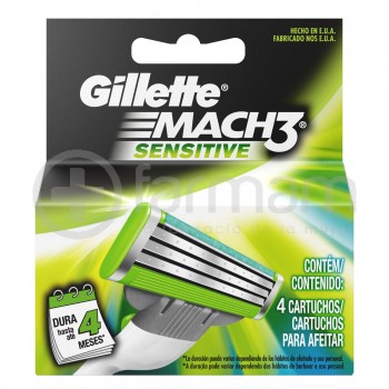 Gillette Mach3 Sensitive Repuesto Para Maq.De Afeitar X4