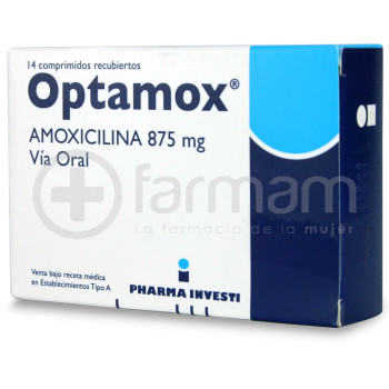 Optamox Comprimidos Recubiertos 875 mg 14