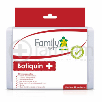 Family Set Botiquin 25Articu(4Gasa-1Aposito-3Suturas-1Alc.Gel-15P.Curita-1Cinta)