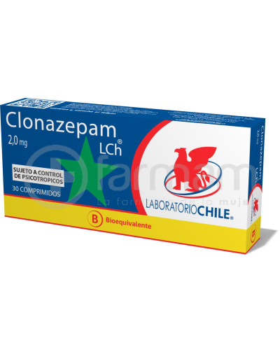 Clonazepam Bioequivalente Lab Chile Comprimidos 2,0 mg.30
