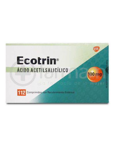 Ecotrin 100 mg. Acido Acetilsalicilico. 112 Comprimidos Recubiertos Ecotrin 100 mg. Acido Acetilsalicilico. 112 Comprimidos Recubiertos