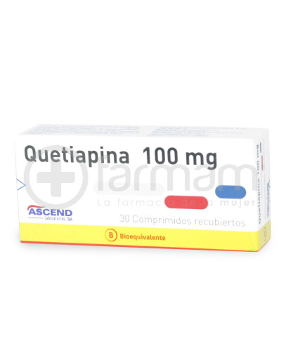 Quetiapina Bioequivalente Comprimidos Recubiertos 100mg.30 Quetiapina Bioequivalente Comprimidos Recubiertos 100mg.30